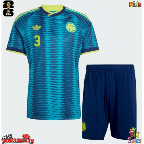 Colombia Jhon Lucumi #3 Replica Away Stadium Kit for Kids World Cup 2026 Short Sleeve (+ pants)